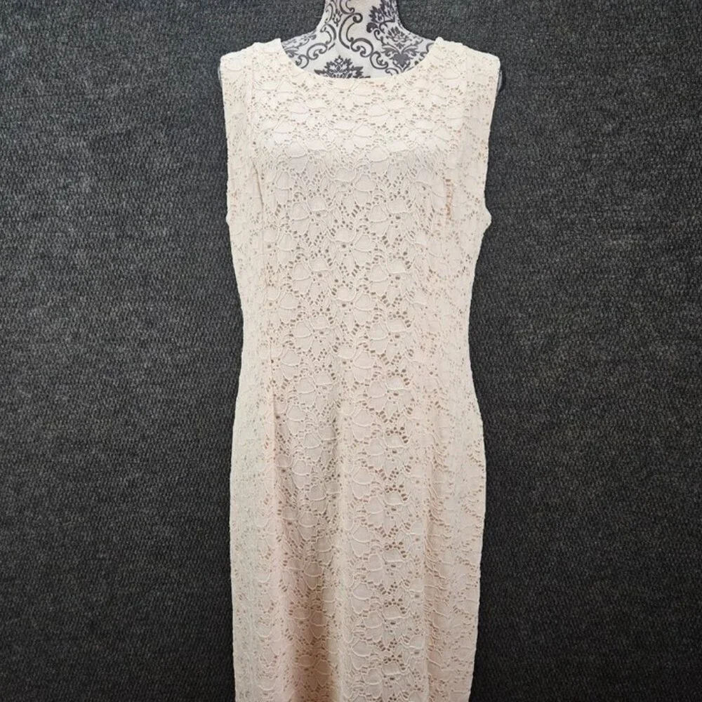 Alfani Off-white Sleeveless Lace Dress Size 12 - Picture 1 of 4